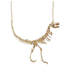Punk Gothic Jurassic Tyrannosaurus Rex Skeleton Dinosaur Necklace Pendant Gold Silver Matt Black 3 Colors J4U66