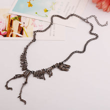 Punk Gothic Jurassic Tyrannosaurus Rex Skeleton Dinosaur Necklace Pendant Gold Silver Matt Black 3 Colors J4U66
