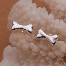 Silver Plated Ear Stud Jewelry Gift Cute Lovely Mini Dog Bone Earrings for Women Girls Simple Jewelry J4U66
