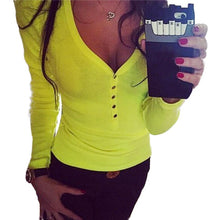 Fashion Plus Size V Neck Women Shirt Punk Long Sleeve Cropped Sexy Top Tees Women Camisetas Femininas J4U66