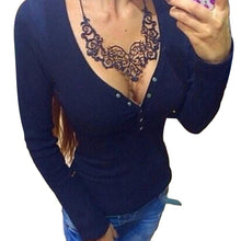 Fashion Plus Size V Neck Women Shirt Punk Long Sleeve Cropped Sexy Top Tees Women Camisetas Femininas J4U66