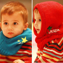 Unisex Kids Knitted Crochet Warm Hats Cap Scarf Shawl Earflap Beanie J4U66