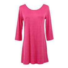 women long pullover lace patchwork button back tops casual t-shirts round neck 3/4 sleeve tee dress rose J4U66