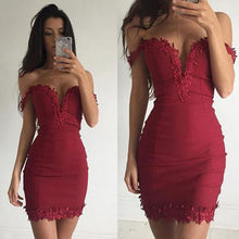 Women Off Shoulder Lace Dress Sexy Bodycon Strappy V Neck Evening Party Dress J4U66