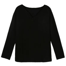 women t-shirts v neck long sleeve women tops casual pullover loose tops t-shirts women plus size blusas white black J4U66