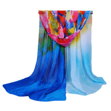 women scarf floral print long thin shawl vintage pashmina women wrap chiffon scarves J4U66