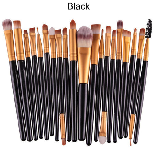 20pc Silver Synthetic Kabuki Makeup Brush Set Cosmetics Foundation Blending Blush Makeup Tool J4U66
