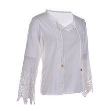Autum Women chiffon Lace shirt Long sleeve Patchwork blusas tshirt Plus size women white tops J4U66