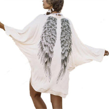 Back Angel Wings Print Womens Cardigan European Loose Batwing Sleeve Coat Jacket Casual Femininas Sweater J4U66