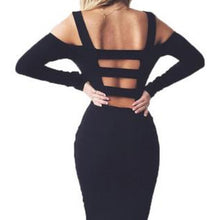Dress Women Long Sleeve Backless Sexy Party Dresses Black Bandage Bodycon Dress J4U66