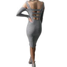 Dress Women Long Sleeve Backless Sexy Party Dresses Black Bandage Bodycon Dress J4U66