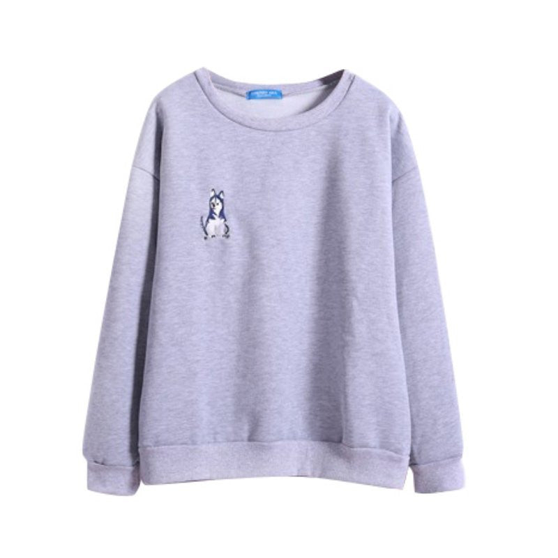 gray women sweatshirt long sleeve casual letter print pullover hoodies J4U66