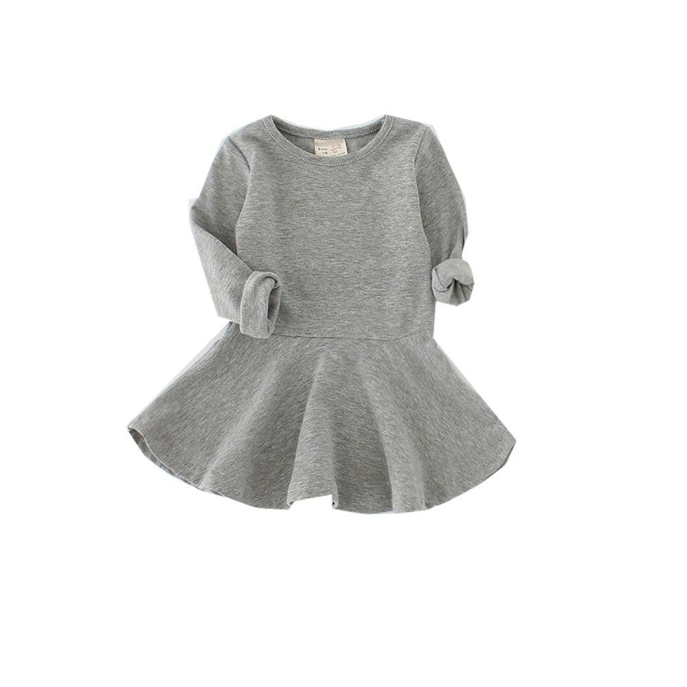 Kids Toddlers Girls Dresses Cotton Long Sleeve Princess Dress Children Girl Clothes J4U66