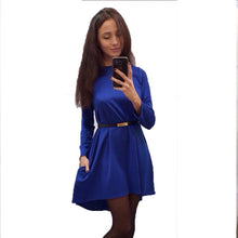 women dress 4 colors o neck collar three quarter knee length dresses J4U66