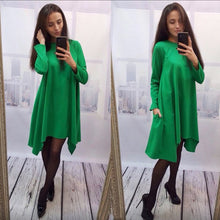 women dress 4 colors o neck collar three quarter knee length dresses J4U66