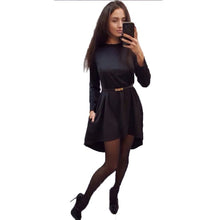women dress 4 colors o neck collar three quarter knee length dresses J4U66