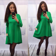 women dress 4 colors o neck collar three quarter knee length dresses J4U66