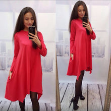 Dress 4 Colors O-neck Collar Three Quarter Knee-length Dresses J4U66