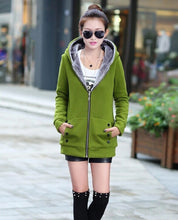 Women Warm Zip Up Thick Cotton Outerwear Hooded Sweatshirt Hoodies Coat Jacket Plus Size S-3XL J4U66