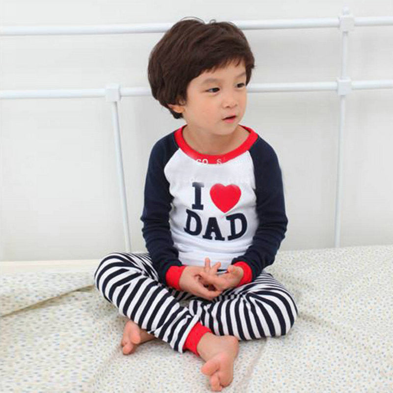 New Baby Clothes Girl Boy Clothes Set Long Sleeve T-shirt Tops + Stripe Pants Sets 2pcs Costume J4U66