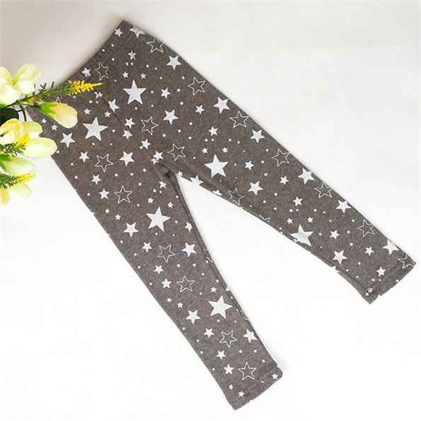 Baby Girls Kids Skinny Toddlers Star Print Leggings Pants Trousers 2-7 Years 6 Colors J4U66