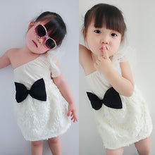 New Baby Kids One Shoulder Lace Dress Toddler Girls One Piece Dresses Bow-knot  J4U66