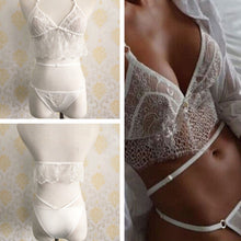 Bandage Sexy Wear Set Solid Underwear Retro Push Up Sexy Lace Halter Swimsuit Bandeau Bathing Suit White Sleepwear J4U66