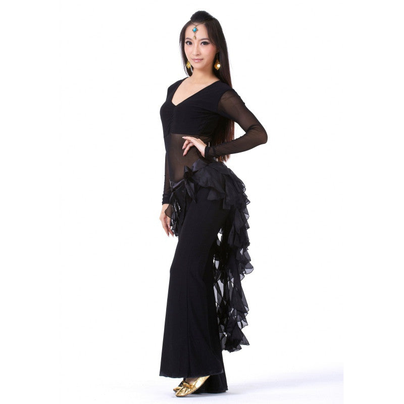 New Belly Dance Costume Tassel Wrap Belt Chain Skirts Chiffon Hip Scarf Tribal Waves J4U66