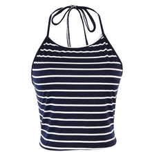 Black Stripe Sleeveless Halter neck tank top women Top Vest Bustier Bra Women top cropped forWomen Sexy Women Top J4U66