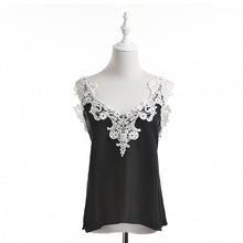 Blusas Femininas Plus Size Patchwork Shirts Women Lace Blouses Sexy Chiffon Blouse Spagetti Strap Vest Crop Tops White Black J4U66