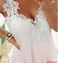 Blusas Femininas Plus Size Patchwork Shirts Women Lace Blouses Sexy Chiffon Blouse Spagetti Strap Vest Crop Tops White Black J4U66