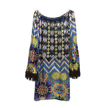 New Bohemian Elegant Dress Slash Neck Beach European Style Sexy Women Dress Clothing H86 J4U66