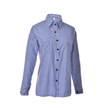 Casual Loose Long Sleeve Tops Street Femme Blusas Cotton Tops White & Blue Women Striped Shirts J4U66