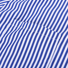 Casual Loose Long Sleeve Tops Street Femme Blusas Cotton Tops White & Blue Women Striped Shirts J4U66