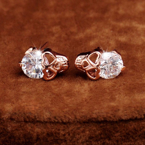 Charm Vintage Stud Earrings Women Gold Plated Skull Stud Earrings Jewery J4U66