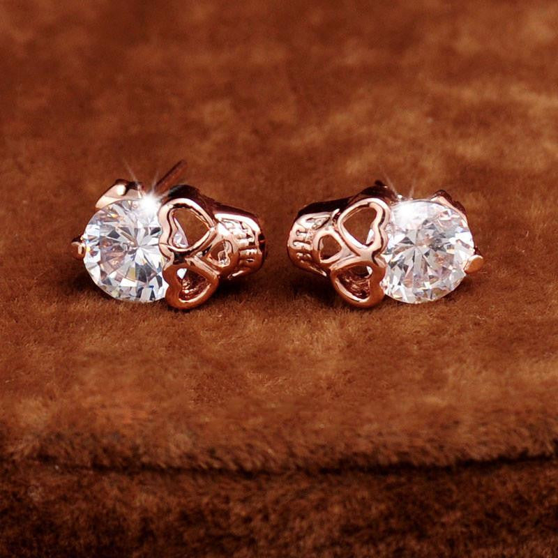 Charm Vintage Stud Earrings Women Gold Plated Skull Stud Earrings Jewery J4U66
