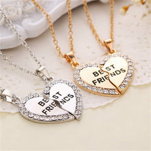 Charming Splice Heart Pendant Best Friend Letter Necklace Women Gifts Pick Jewelry Sliver Gold Color  J4U66