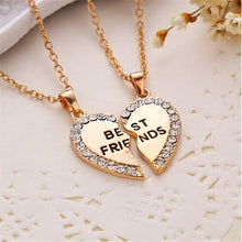 Charming Splice Heart Pendant Best Friend Letter Necklace Women Gifts Pick Jewelry Sliver Gold Color  J4U66