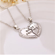 Charming Splice Heart Pendant Best Friend Letter Necklace Women Gifts Pick Jewelry Sliver Gold Color  J4U66