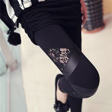 Charming Warm Lace Leggings Skinny Stretch Pants for Triangular Lace PU Leather Leggings J4U66