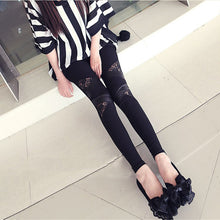Charming Warm Lace Leggings Skinny Stretch Pants for Triangular Lace PU Leather Leggings J4U66