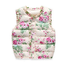 Children Outerwear Coats Flowers Printed Vest Kids Windbreaker Jacket Cotton Coats Children Warm Vest J4U66