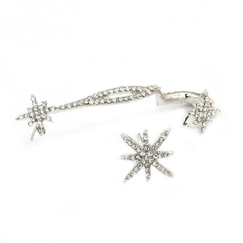 Classic Rhinestone Star Ear Cuff Trendy Personality Luxury Clip Earrings For Women Jewelry  J4U66