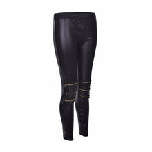 Classical Sexy Zipper Bright Stretch Leggings Pants Skinny Black J4U66