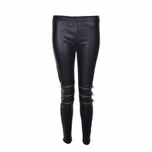 Classical Sexy Zipper Bright Stretch Leggings Pants Skinny Black J4U66