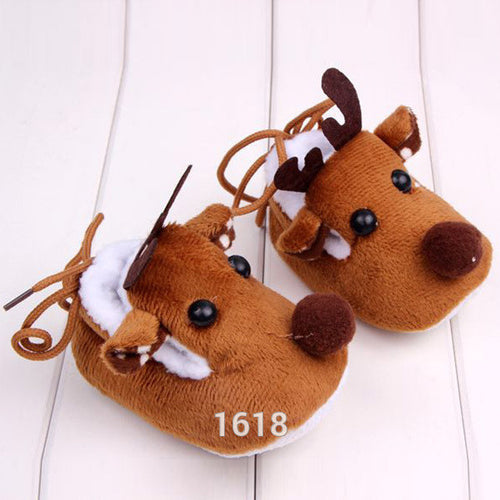 Cute Warm Baby Girls Christmas Deer Shoes Sweet Antiskid Toddlers Shoes Infant Toddler Prewalkers J4U66