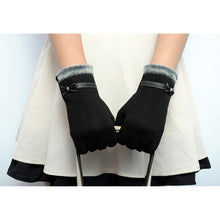cute women touch screen knitted wrist gloves mittens bowknots flower short gloves J4U66