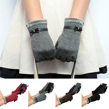 cute women touch screen knitted wrist gloves mittens bowknots flower short gloves J4U66
