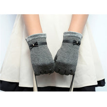 cute women touch screen knitted wrist gloves mittens bowknots flower short gloves J4U66