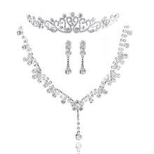 design alloy rhinestones elegant brides jewelry set including earrings necklace tiara wedding jewelry J4U66